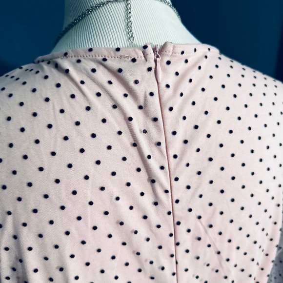 Pink Polkadot Plunge V Front Long Sleeve Mini Dress - Picture 6 of 10